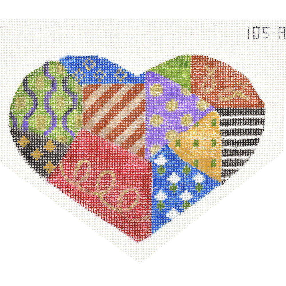 Needlepoint Canvas-105-A Crazy Quilt Heart