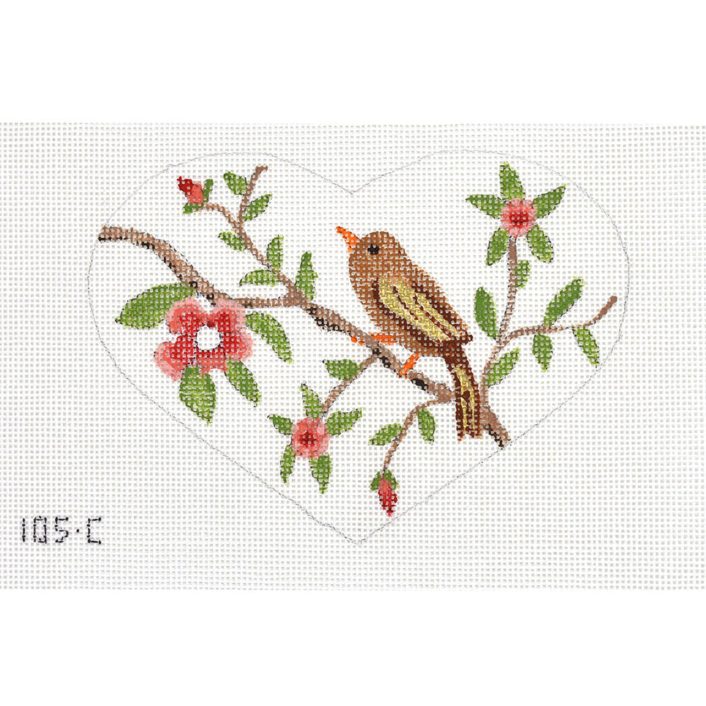 Needlepoint Canvas-105-C Bird Heart