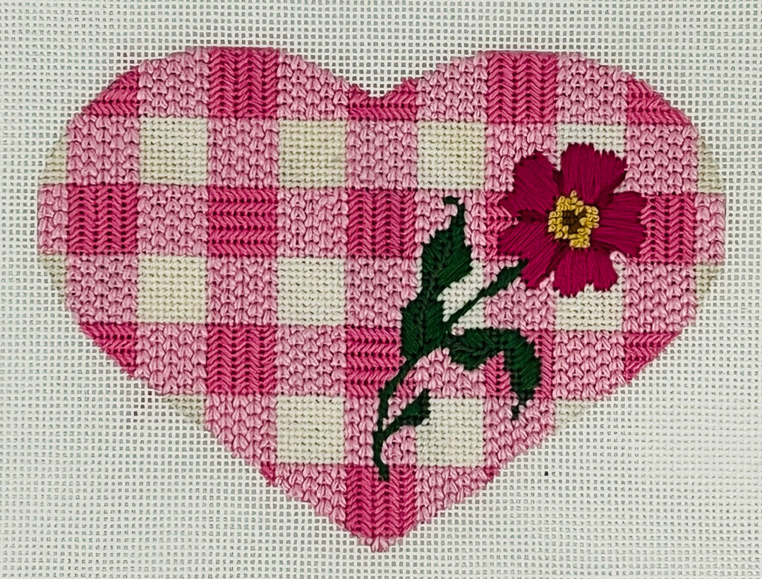 Needlepoint Canvas-Gingham Heart