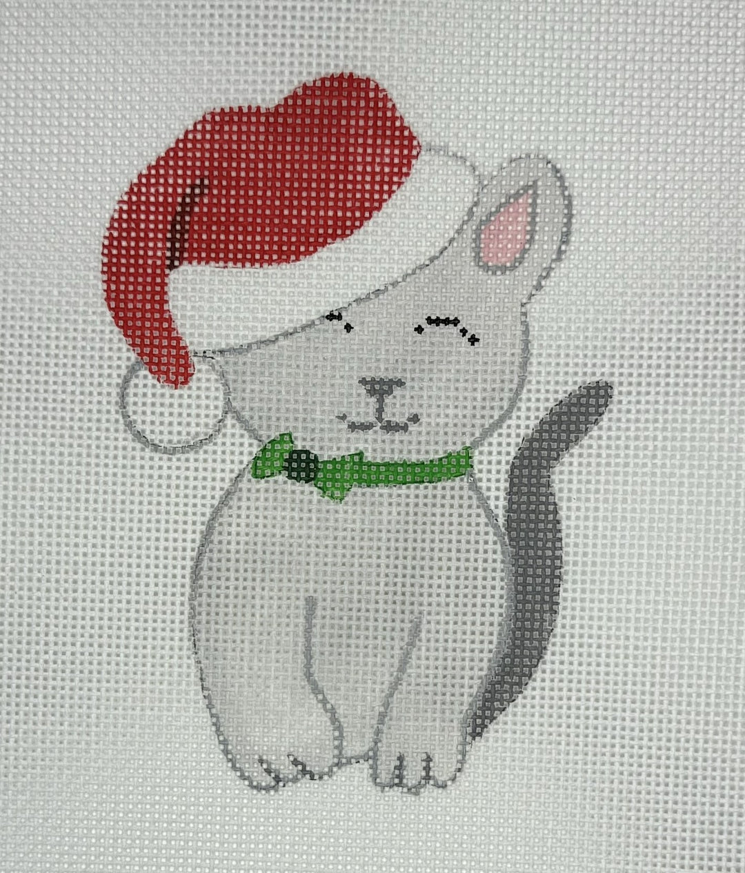 Needlepoint Canvas-108-M Christmas kitty