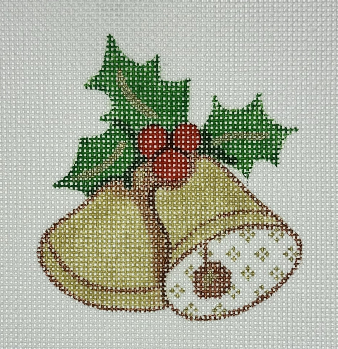 Needlepoint Canvas-108-N bells with holly