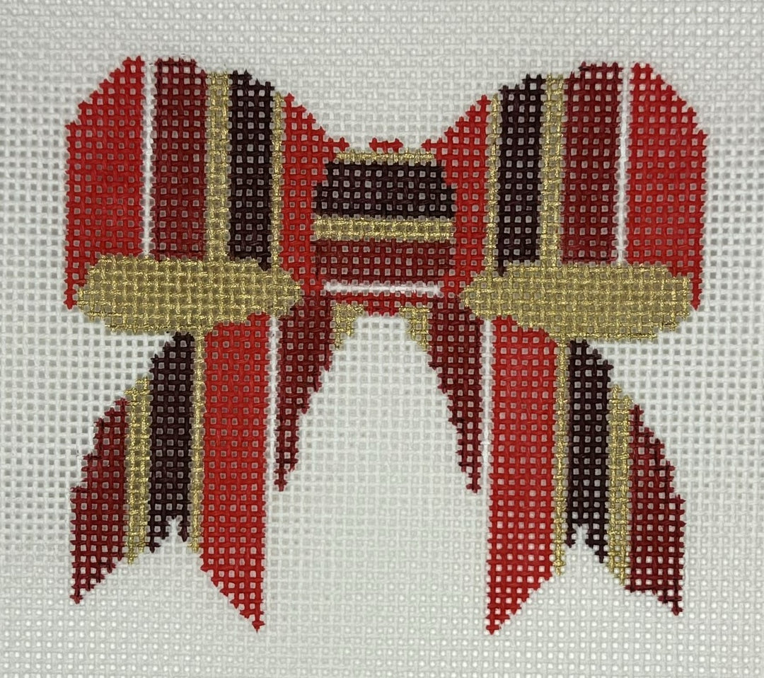 Needlepoint Canvas-108-S red striped bow