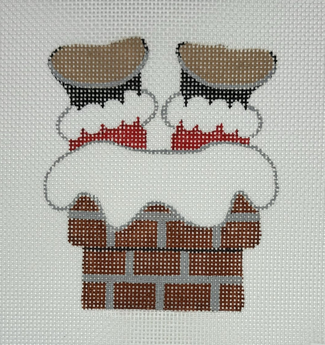 Needlepoint Canvas-109-H chimney santa