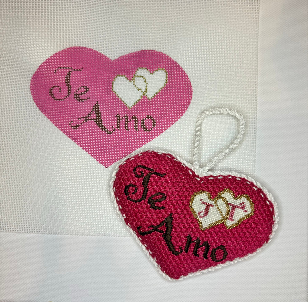 Needlepoint Canvas-Te Amo Heart Spanish