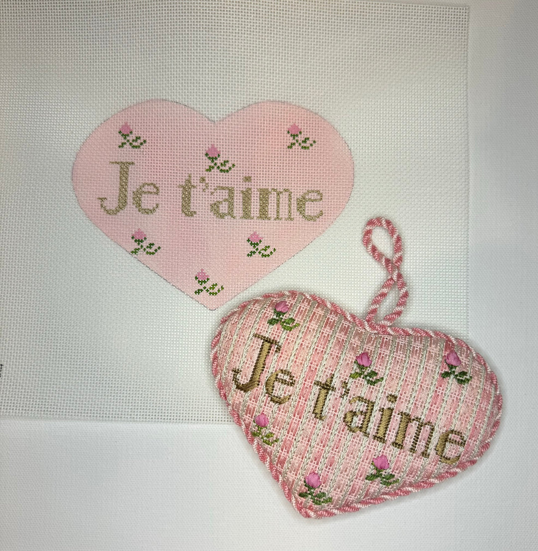 Needlepoint Canvas-Je-T'aime heart French