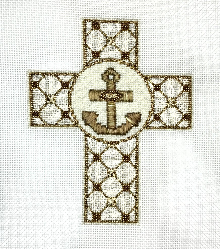 Needlepoint Canvas-Cross with Anchor