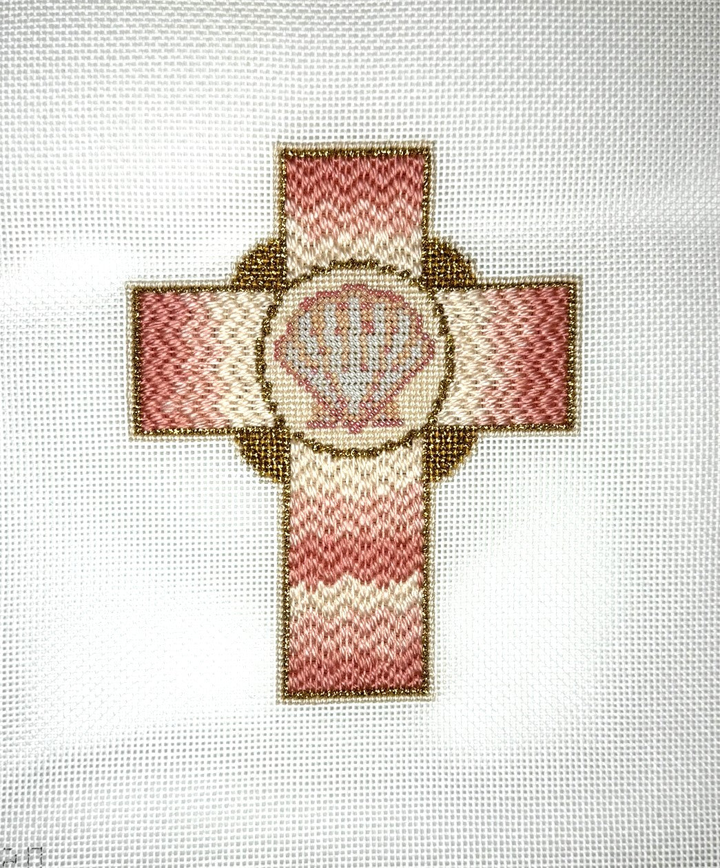 Needlepoint Canvas-Shell Cross