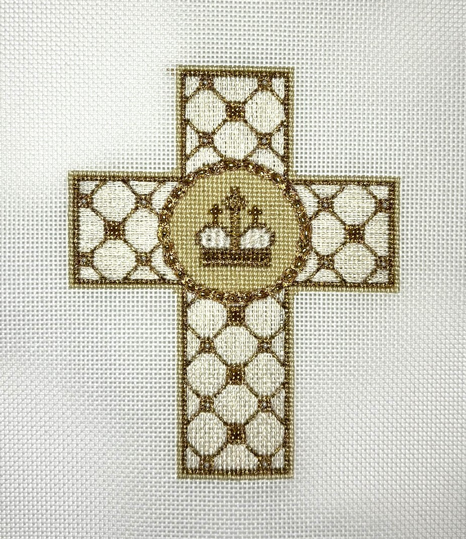 Needlepoint Canvas-Cross with Crown