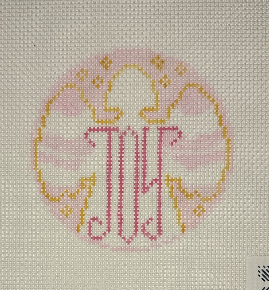 Needlepoint Canvas-Joy angel pink