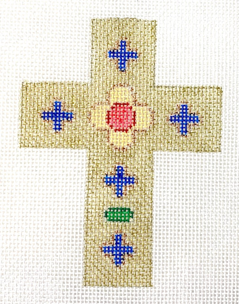 Needlepoint Canvas-C-01 Jeweled Cross