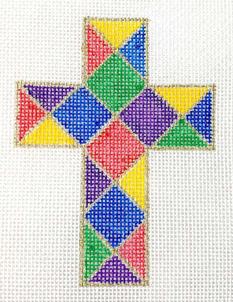 Needlepoint Canvas-C-02 Stained Glass Cross