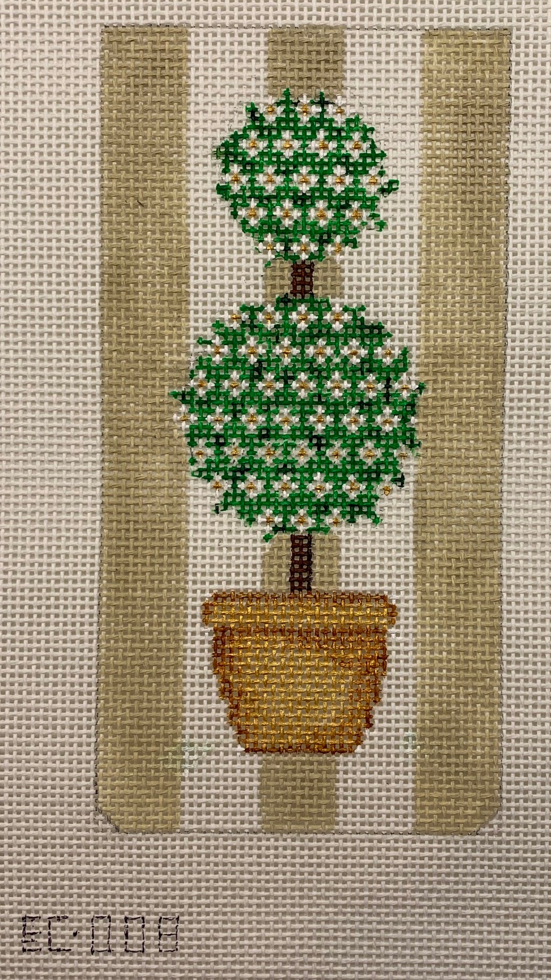 Needlepoint Canvas-EC-008 Green Topiary