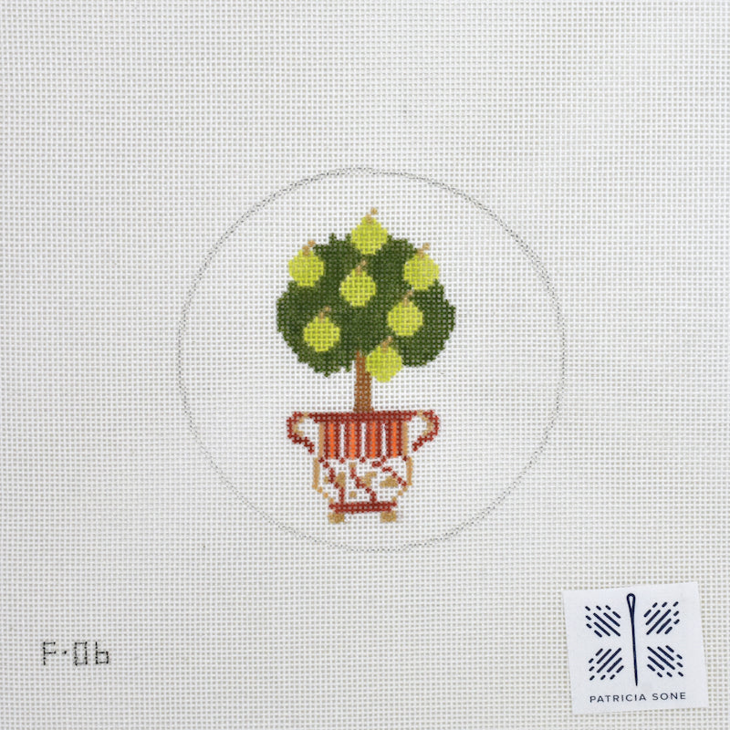 Needlepoint Canvas-F-06 Autumn Topiary