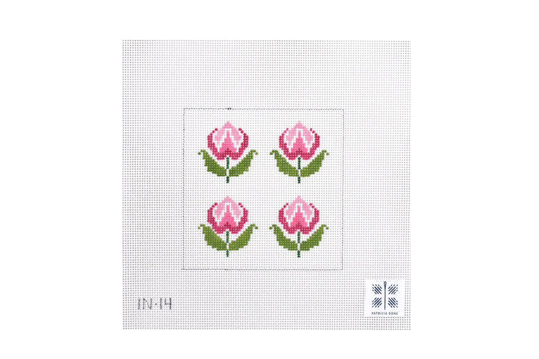 Needlepoint Canvas-Four Roses Pink