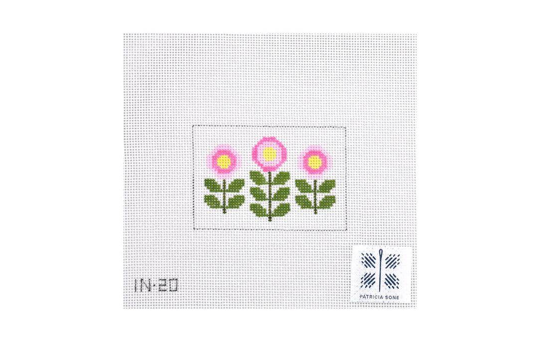 Needlepoint Canvas-IN-20 3 pink blooms