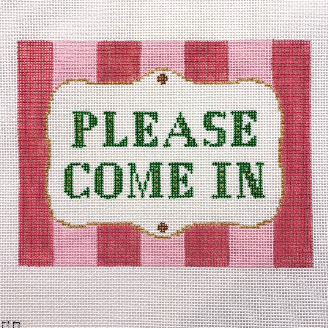 Needlepoint Canvas-SAY-008 Please Come In