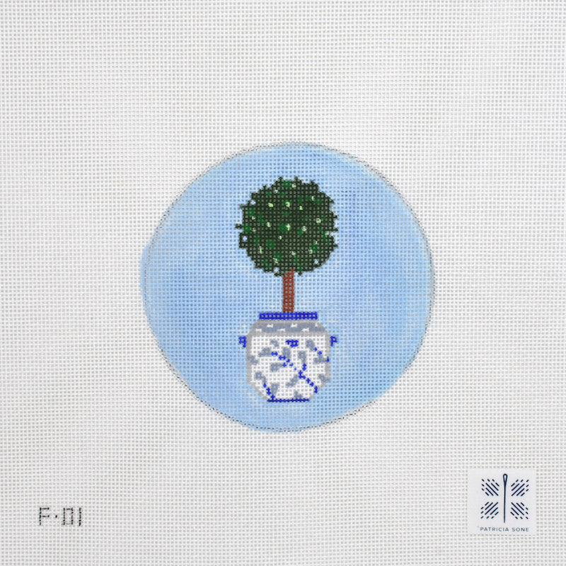 Needlepoint Canvas-F-01 Spring Topiary